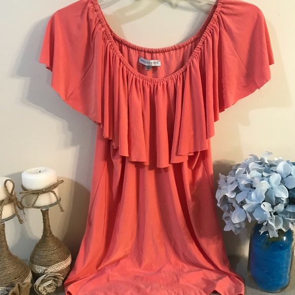 Peach Ruffle Top - Picture 1 of 3